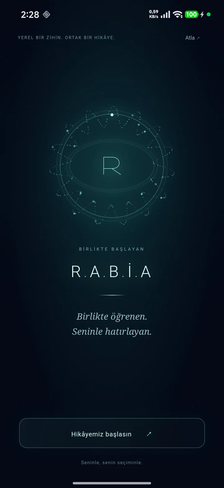 Actual opening screen of the Rabia Android application